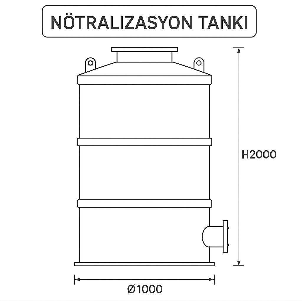 Nötralizasyon Tankı (PP – PE) Teknik Çizim